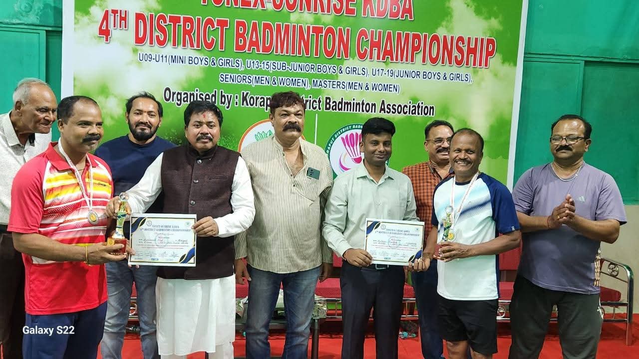 Sunabeda Badminton News, Kalakar Pradhan, Koraput Sports, District Masters Badminton Championship, Odisha Sports News, Sunabeda Player Achievement