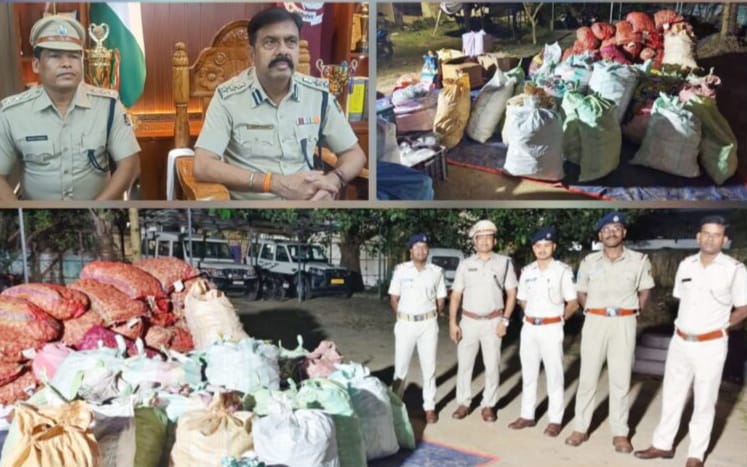 ବିପୁଳ ପରିମାଣର ବାଣ ସହ ବିସ୍ପୋରକ ସାମଗ୍ରୀ ଓ ବାରୂଦ ଜବତ ।