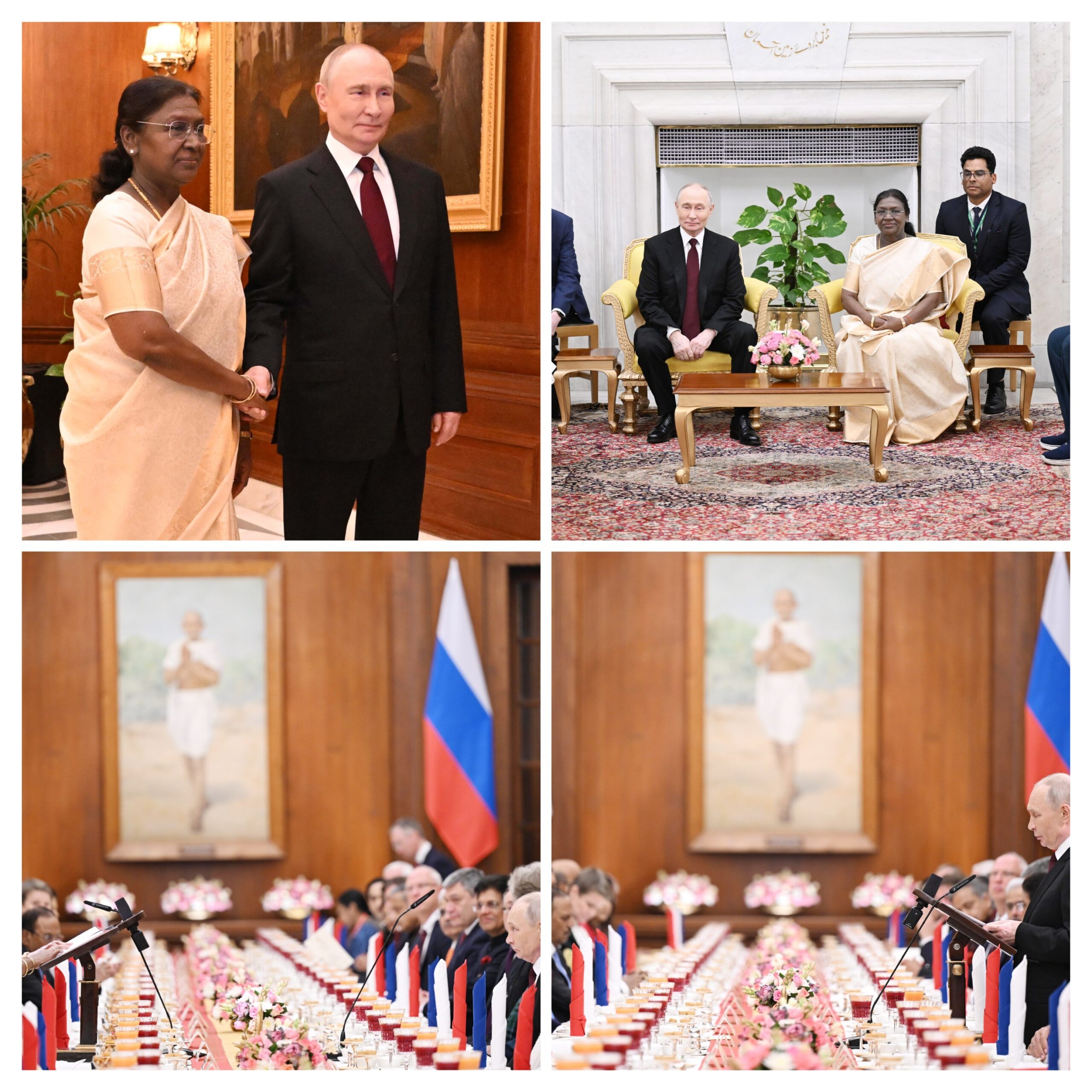 ପୁଟିନଙ୍କ ସମ୍ମାନରେ ରାଷ୍ଟ୍ରପତି ଭବନରେ ନୈଶ୍ୟଭୋଜି