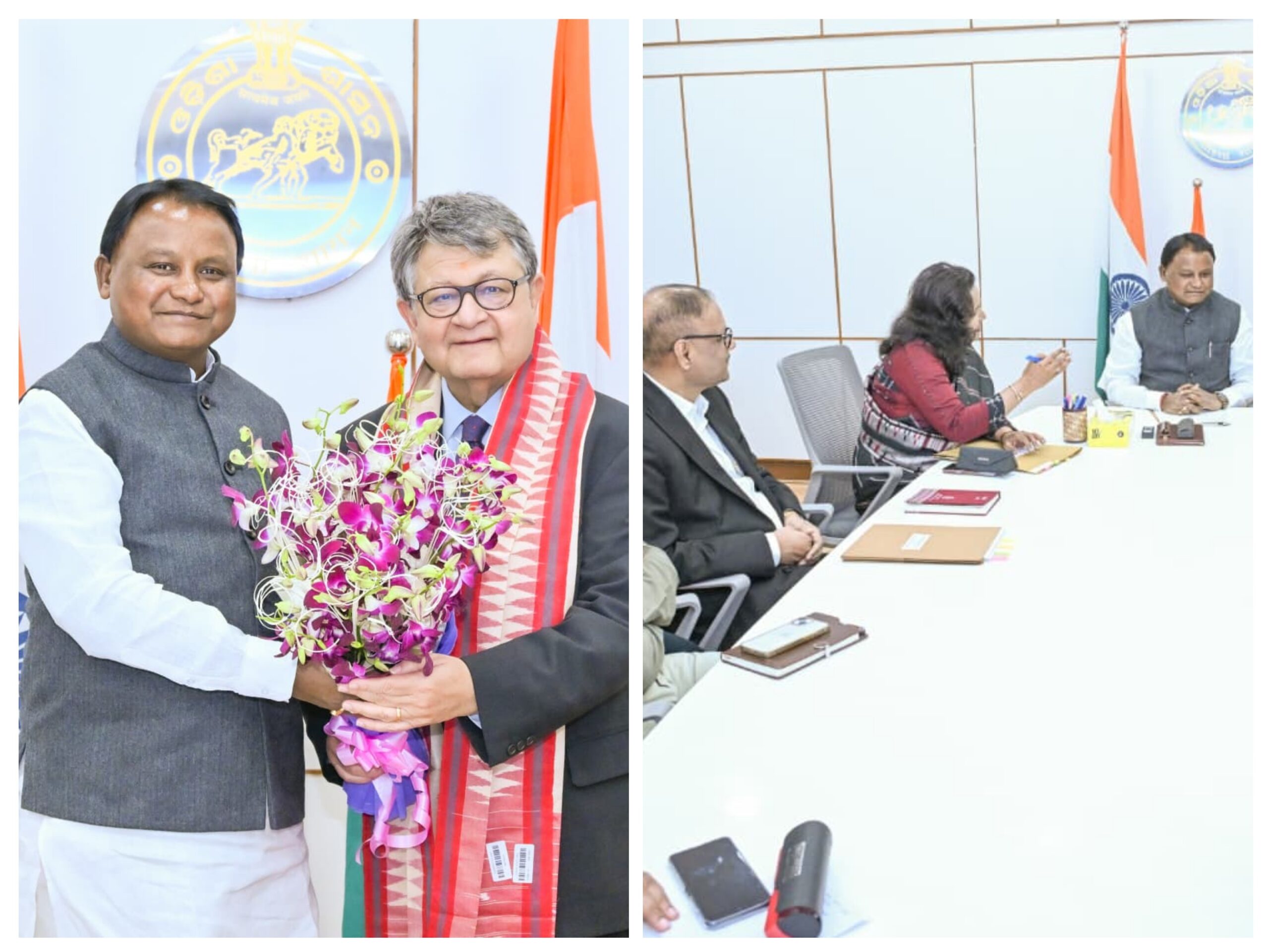 ଲୋକସେବା ଭବନରେ ମୁଖ୍ୟମନ୍ତ୍ରୀଙ୍କୁ ଭେଟିଲେ NITI ଆୟୋଗ ଭାଇସ୍‌ ଚେୟାରମ୍ୟାନ୍‌ ସୁମନ ବେରୀ ଓ ସଦସ୍ୟ ଡ. ଅରବିନ୍ଦ