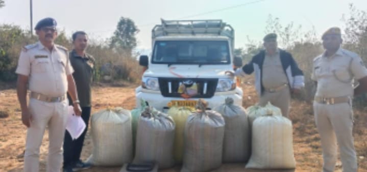 ଗଜପତିରୁ ରାଜ୍ୟ ବାହାରକୁ ୧୧ କୁଇଣ୍ଟାଲ ଗଞ୍ଜେଇ ଭାଙ୍ଗ ଚୋରାଚାଲାଣ ବେଳେ ଜବତ ।