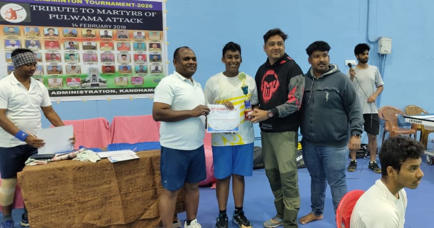 ଓପନ ବ୍ୟାଡମିଣ୍ଟନ ଟୁର୍ଣ୍ଣlମେଣ୍ଟ -୨୦୨୬ଦିବ୍ୟଜିତ ସିଙ୍ଗଲ ଜୁନିଅରଓ ଅଭୟ ସିଙ୍ଗଲ ସିନିୟର୍ ଚମ୍ପିୟାନ