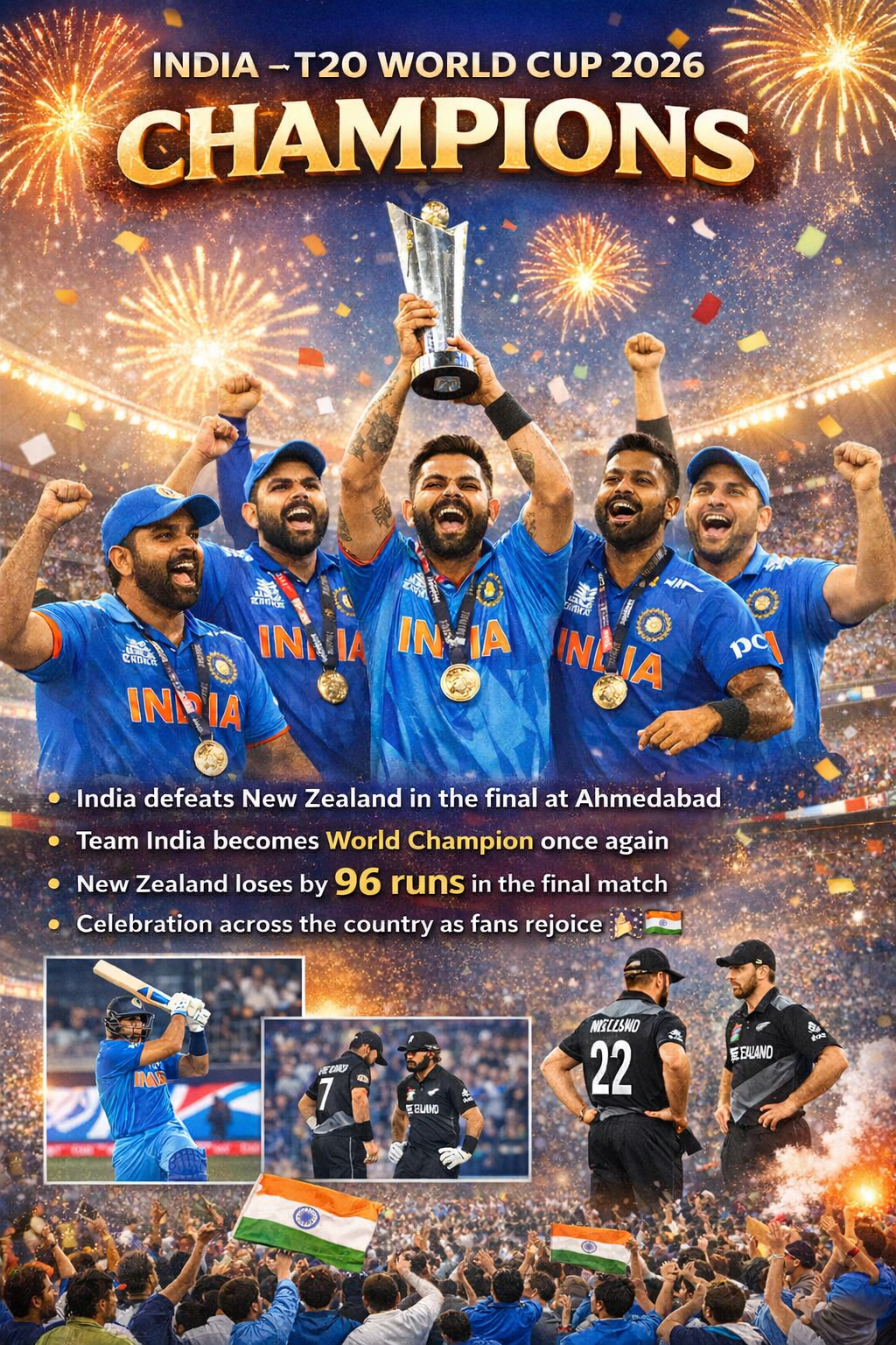 ଟି୨୦ ବିଶ୍ୱକପ୍‌-୨୦୨୬ରେ ଭାରତ ଚାମ୍ପିଅନ୍‌