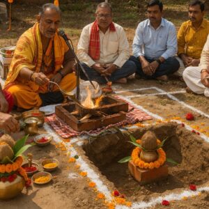 ଦୋଳବନ୍ଧ ନିକଟରେ ଶ୍ରୀରାମ ମନ୍ଦିର ନିର୍ମାଣ ପାଇଁ ଭୂମୀ ପୂଜନ ।