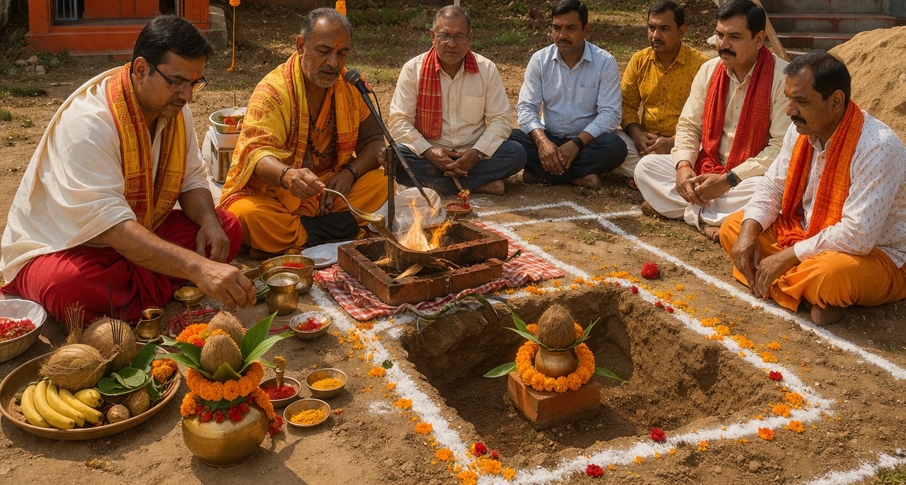ଦୋଳବନ୍ଧ ନିକଟରେ ଶ୍ରୀରାମ ମନ୍ଦିର ନିର୍ମାଣ ପାଇଁ ଭୂମୀ ପୂଜନ ।
