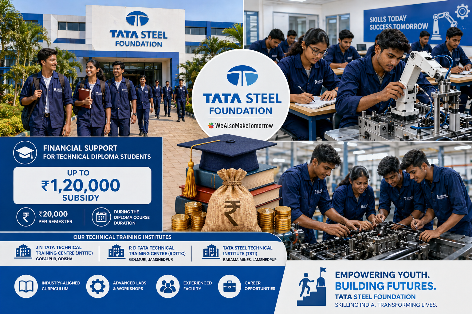 ଟାଟା ଷ୍ଟିଲ୍ ଫାଉଣ୍ଡେସନର ବଡ଼ ଘୋଷଣା: ବୈଷୟିକ ଶିକ୍ଷାର୍ଥୀଙ୍କୁ ମିଳିବ ୧ ଲକ୍ଷ ୨୦ ହଜାର ଟଙ୍କାର ସବ୍‌ସିଡି
