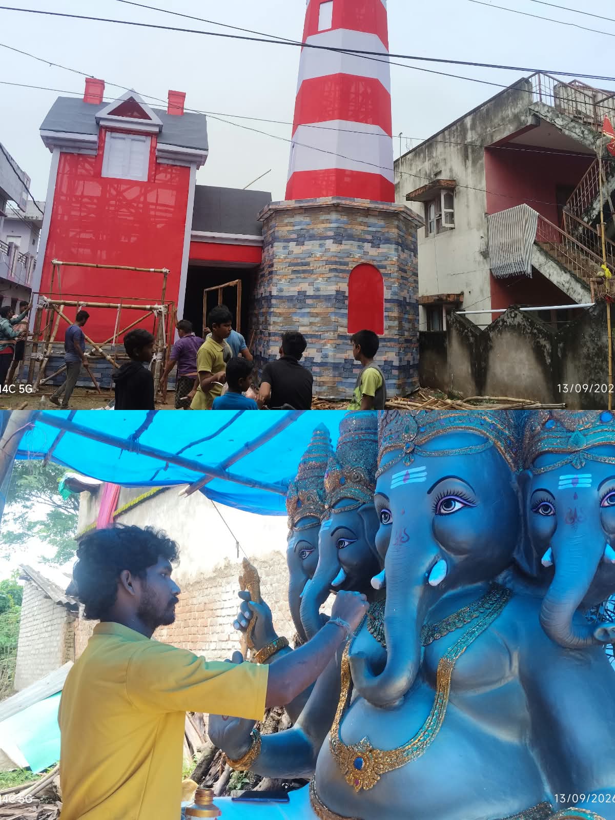 ଶ୍ରୀ ଗଣେଶ ଙ୍କ ମୂର୍ତିରେ ଶେଷ ସ୍ପର୍ଶ ଦେଉଛନ୍ତି କାରିଗର