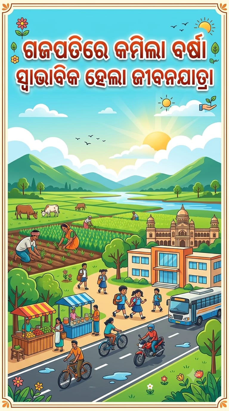 ଗଜପତିରେ କମିଲା ବର୍ଷା , ସ୍ୱାଭାବିକ ହେଲା ଜୀବନଯାତ୍ରା ।
