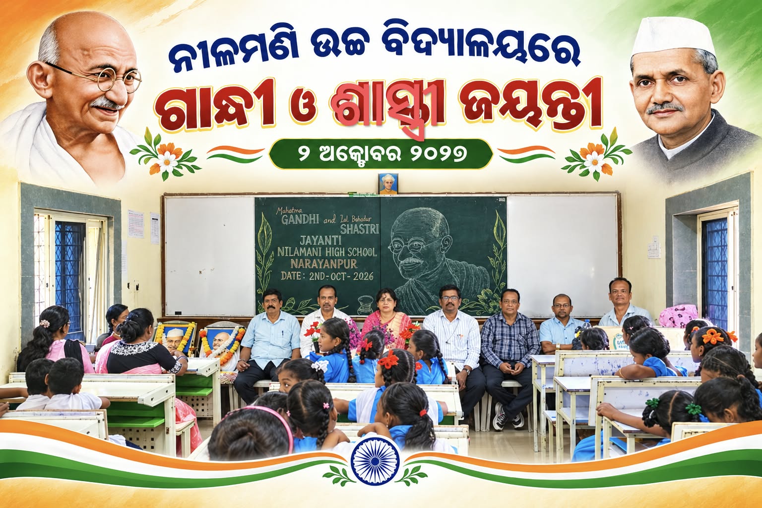 ନୀଳମଣି ଉଚ୍ଚ ବିଦ୍ୟାଳୟରେ ଗାନ୍ଧୀ ଜୟନ୍ତୀ ଓ ଶାସ୍ତ୍ରୀ ଜୟନ୍ତୀ ପାଳିତ ।
