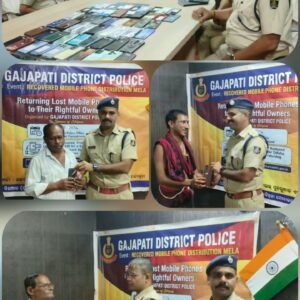 ଉଦ୍ଧାର ହୋଇଥିବା ୭୦ ଗୋଟି ମୋବାଇଲ ଫୋନକୁ ହସ୍ତାନ୍ତର କଲା ଗଜପତି ପୋଲିସ ।